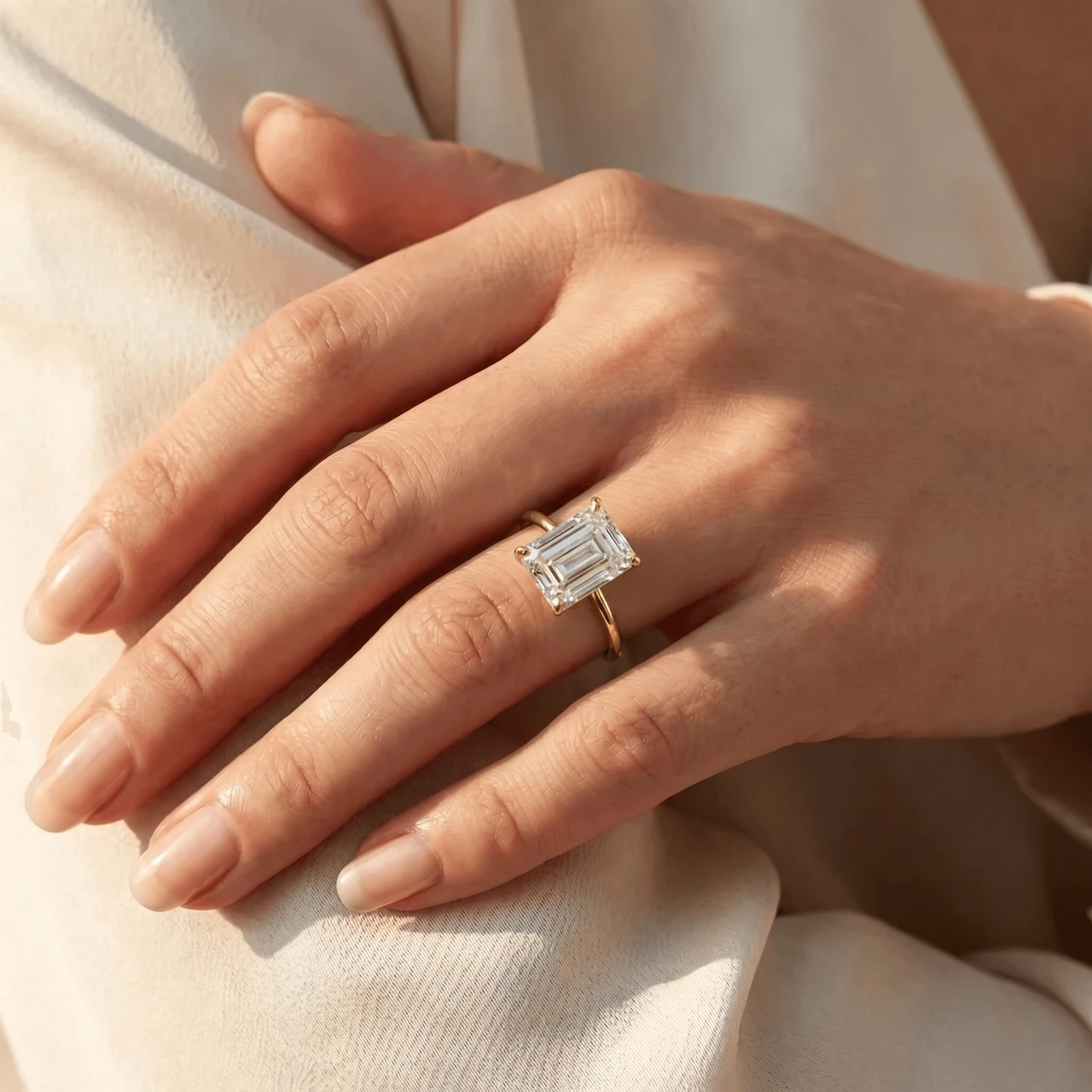 Certified 4Ct Emerald Cut Solitaire Diamond Engagement Ring Lab Grown 14k (H-I, VS)