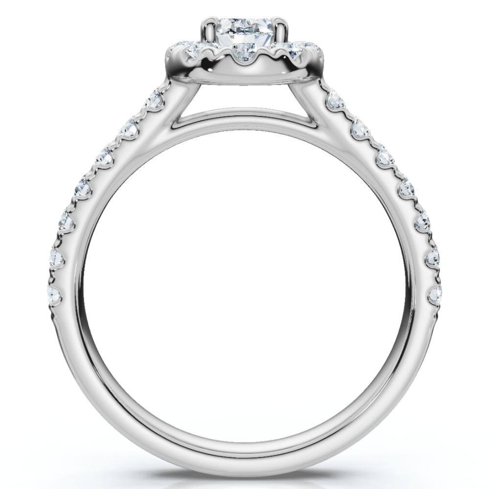1 3/8ct Halo Diamond Engagement Ring 14K White Gold (G-H, I1)