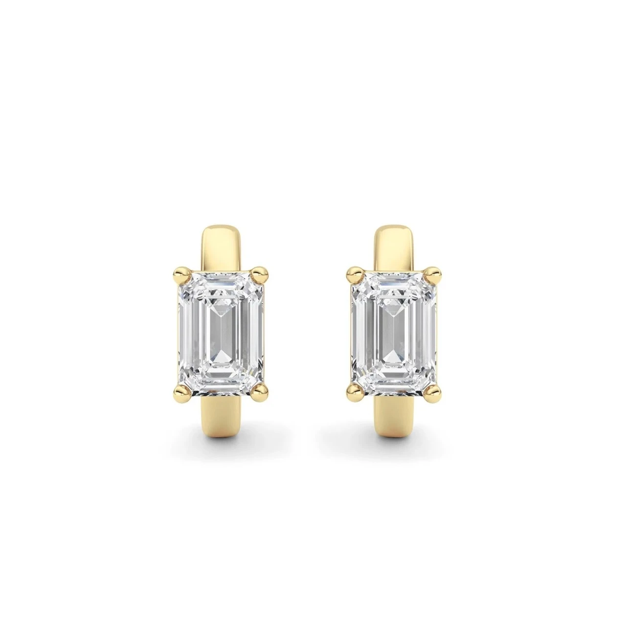 2Ct TW Emerald Diamond Hoops 14k Gold Lab Grown Huggie Earrings (E-F, VS)