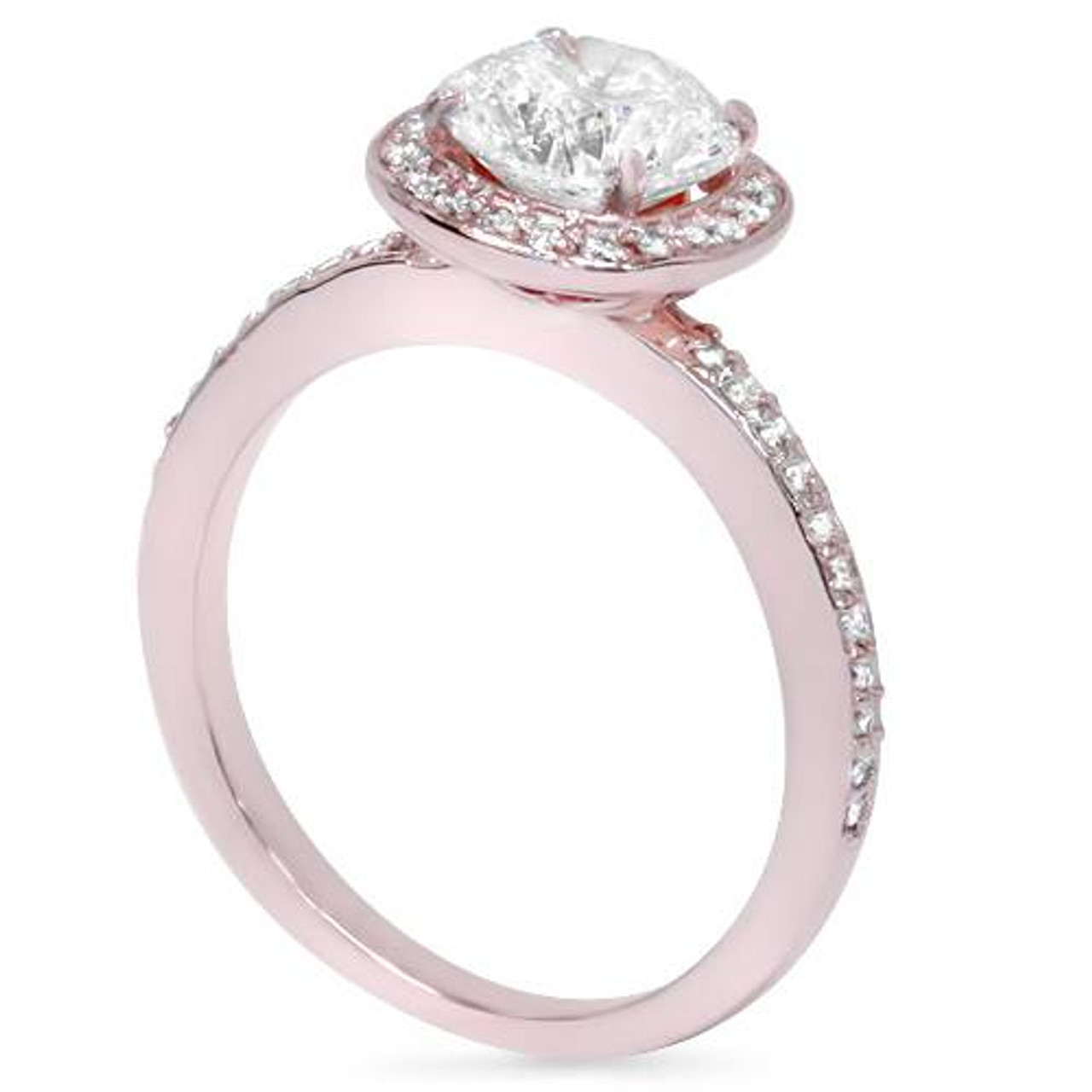 1ct Cushion Halo Diamond Engagement Ring 14K Rose Gold