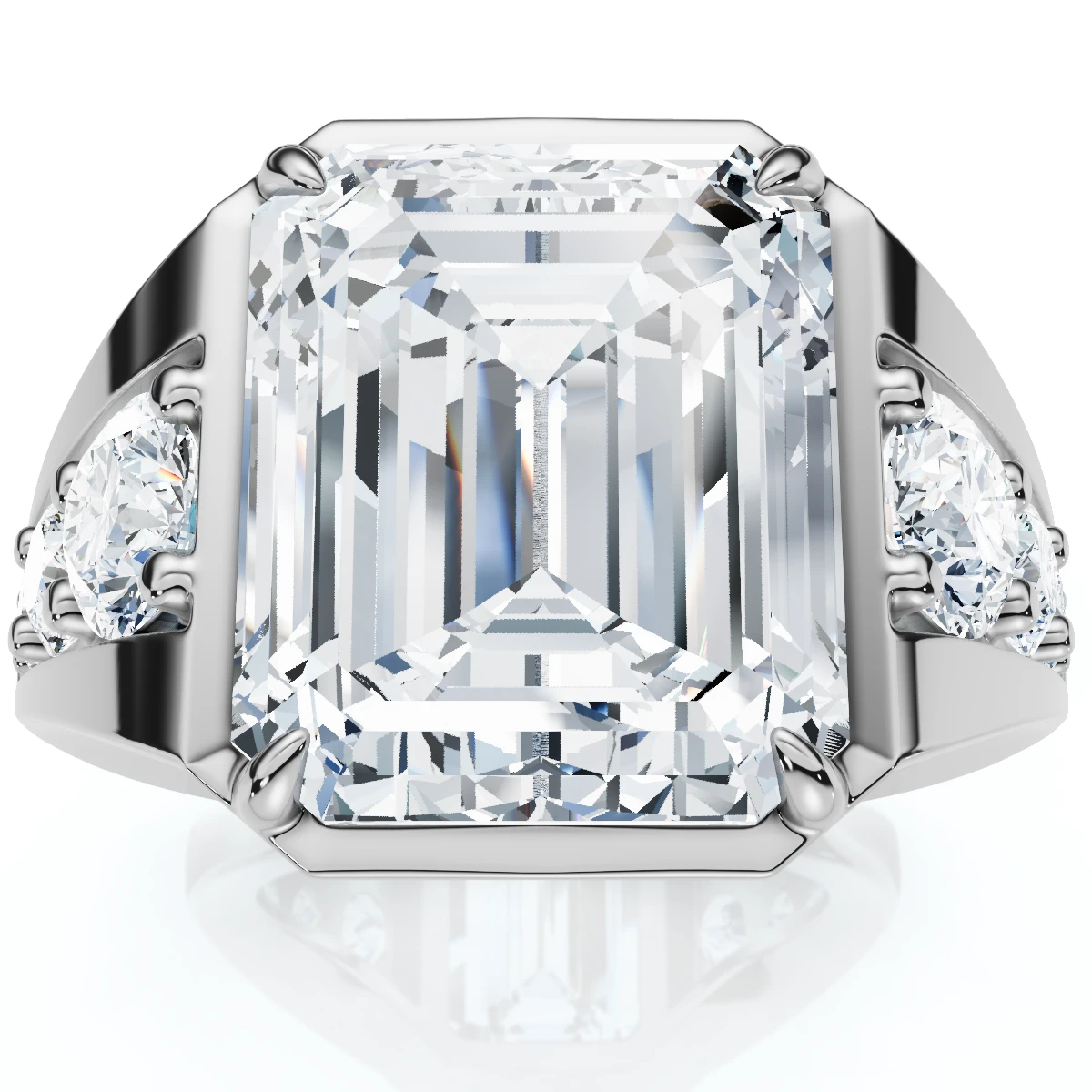 Certified 8Ct Men's Mike Emerald Diamond Anniversary Ring Gold Lab Grown (F-G, VS)