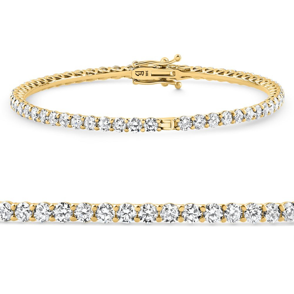 6Ct Diamond Hinged Bangle Bracelet 14k Gold Lab Grown 7" (F-G, VS)