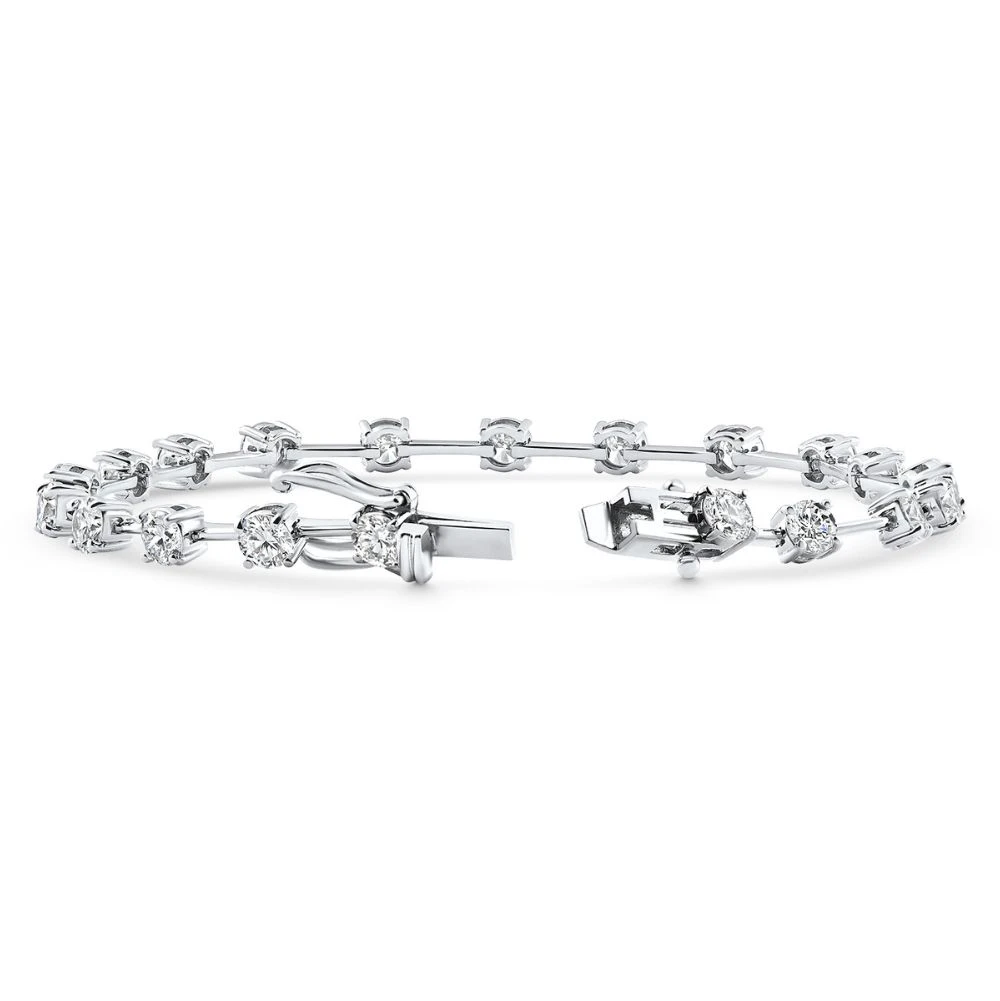 5Ct Spaced Diamond Tennis Bracelet 14k Gold Lab Grown 7" (F-G, VS)
