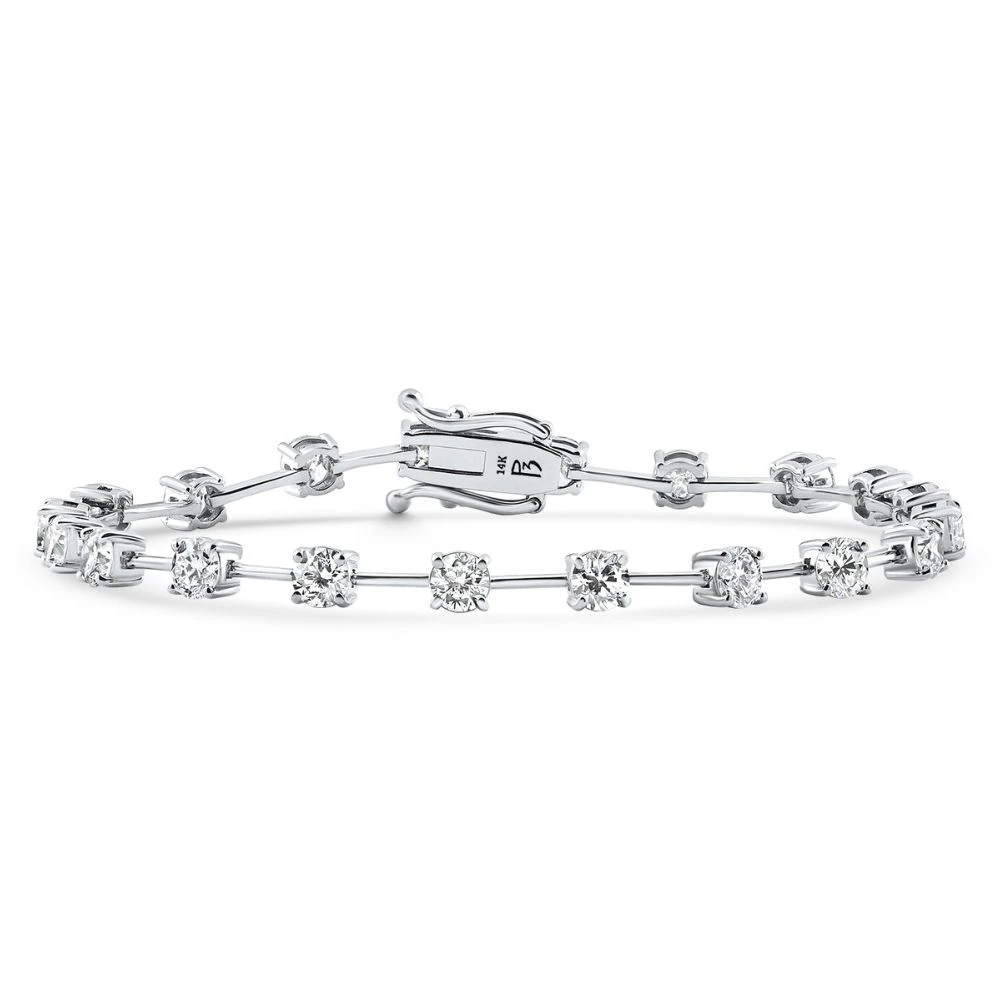 5Ct Spaced Diamond Tennis Bracelet 14k Gold Lab Grown 7" (F-G, VS)