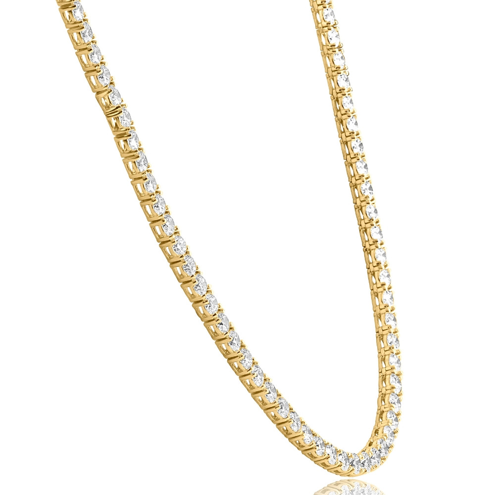29 Ct Diamond Tennis Necklace 14K Yellow Gold 15" Lab Grown (F-G, VS)
