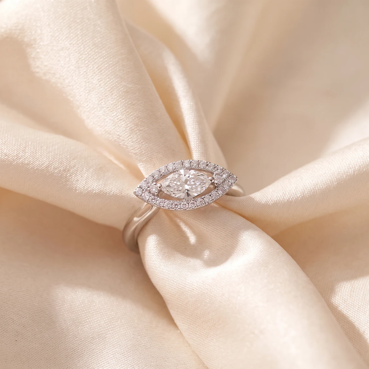 1Ct Marquise Katseye Diamond East to West Ring Gold Lab Grown (F-G, VS)
