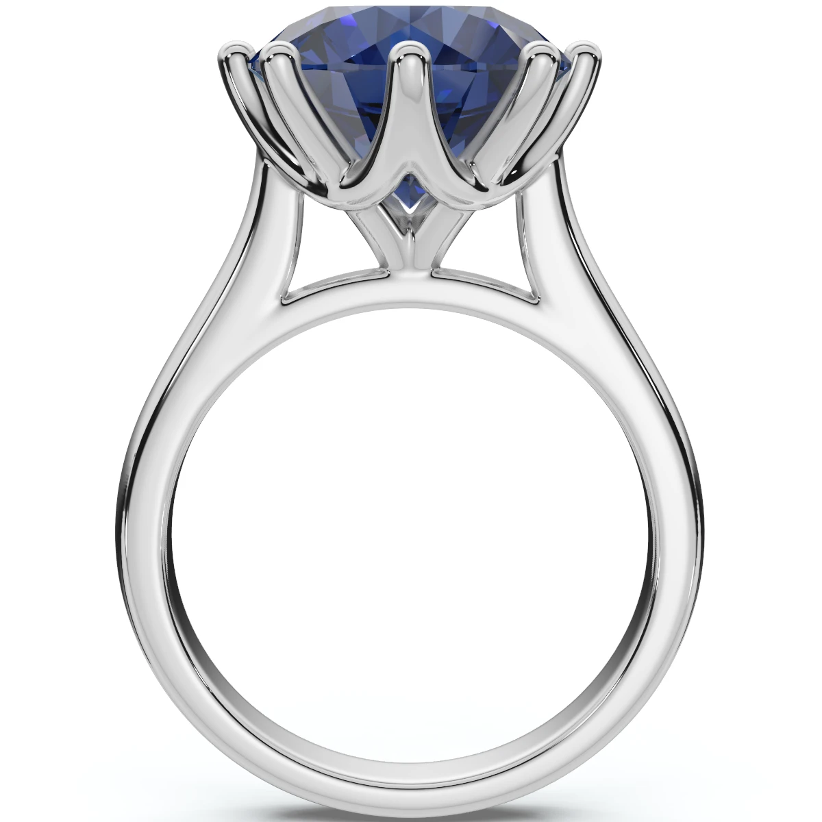 3 3/4Ct Blue Sapphire 9MM 14k White Gold Solitaire Engagement Ring Lab Grown