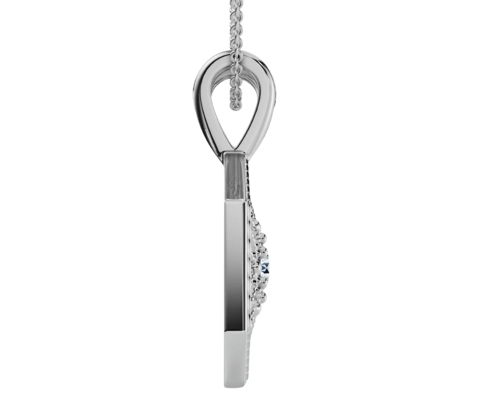 Solitaire EX3 Lab Grown Diamond Vintage Pendant 14K White Gold 17.65mm (G-H, SI)