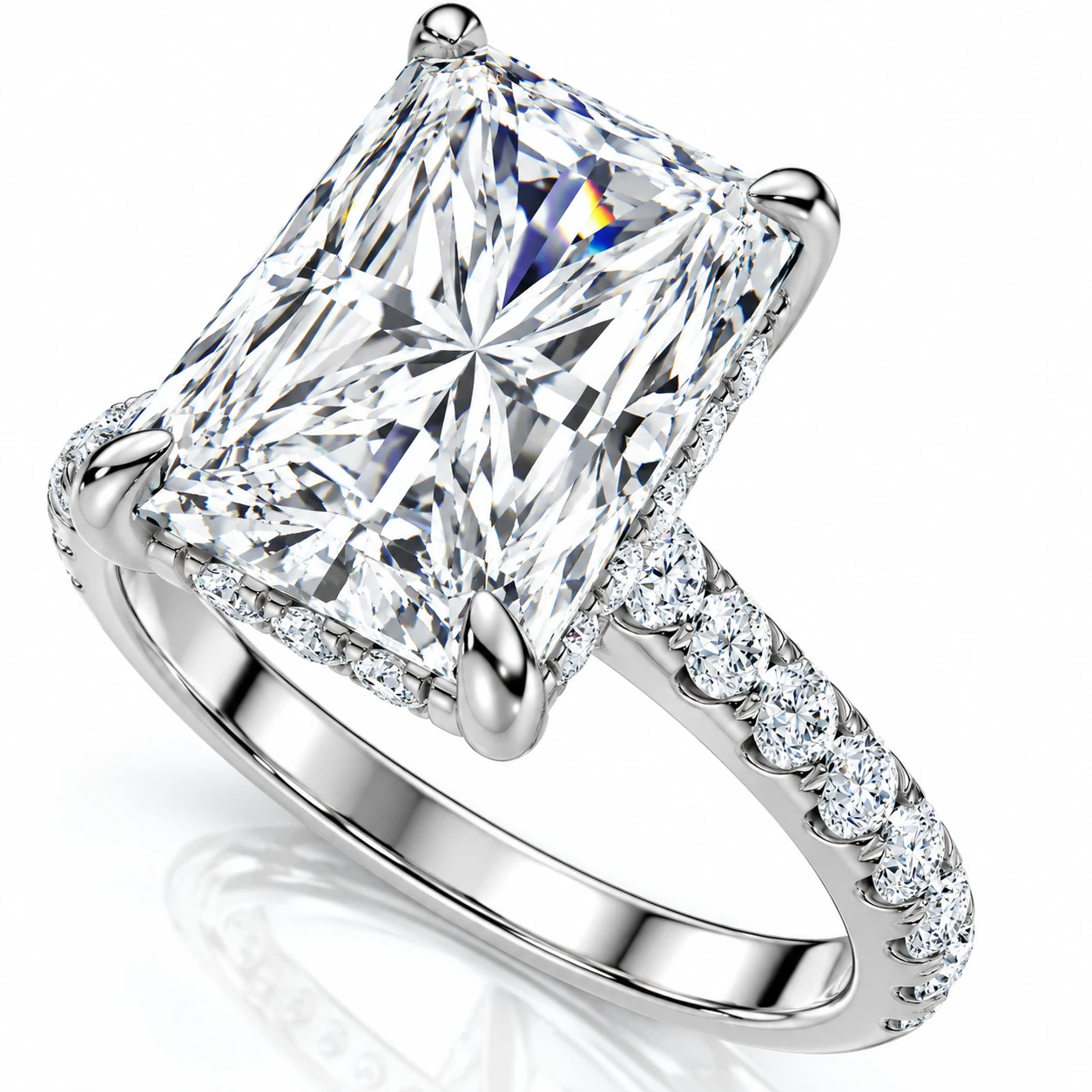 Certified 4 1/2Ct Juliana Radiant Cut Diamond Engagement Ring 14k Gold Lab Grown (F-G, VS)