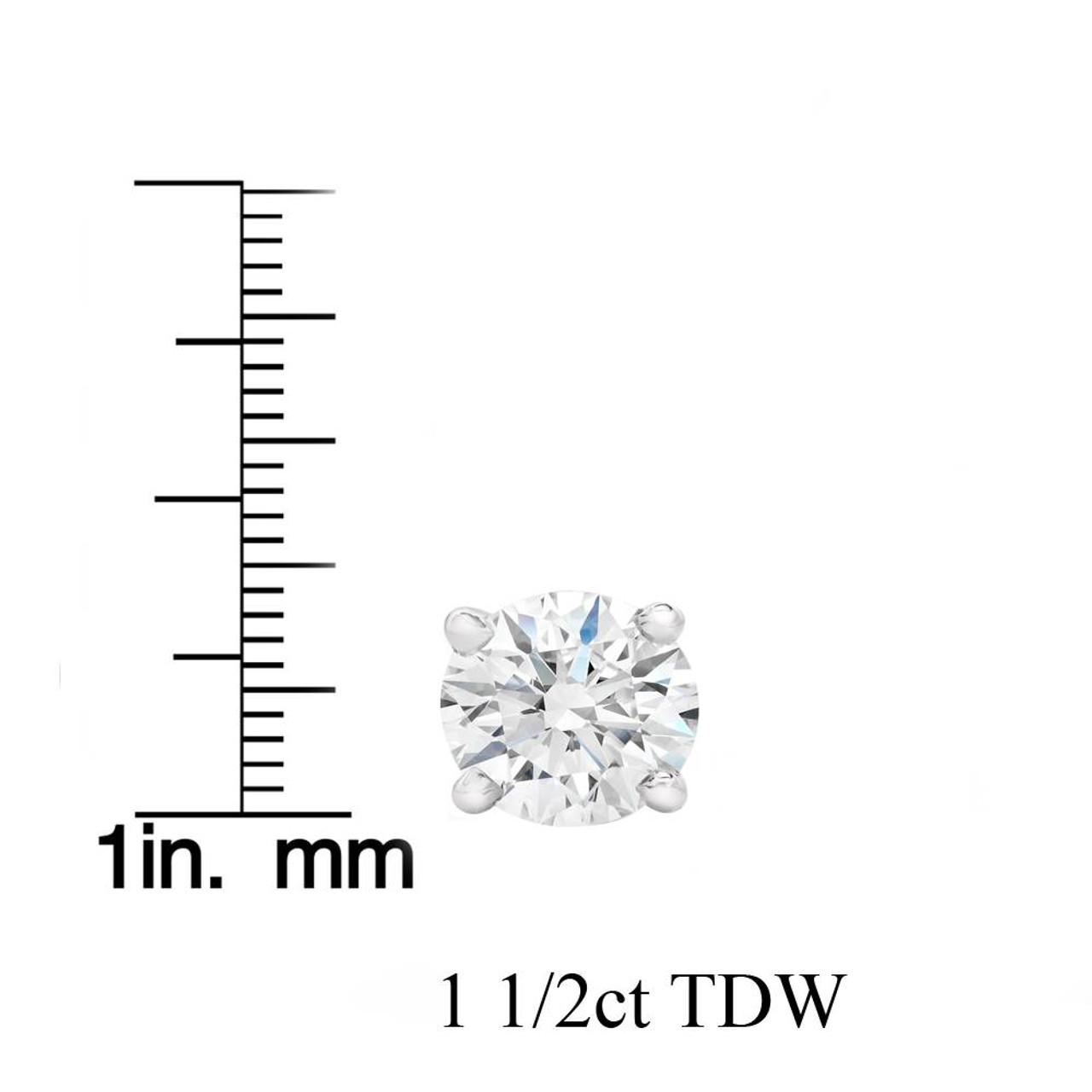 Lab Grown Diamond Stud Earrings Round 1.00 ct. tw. (H-I, VS) 18k White Gold  4-Prong Basket