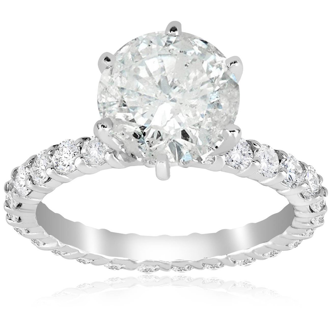 5 Carat Enhanced Diamond Engagement Eternity Ring 14k White Gold Round Cut