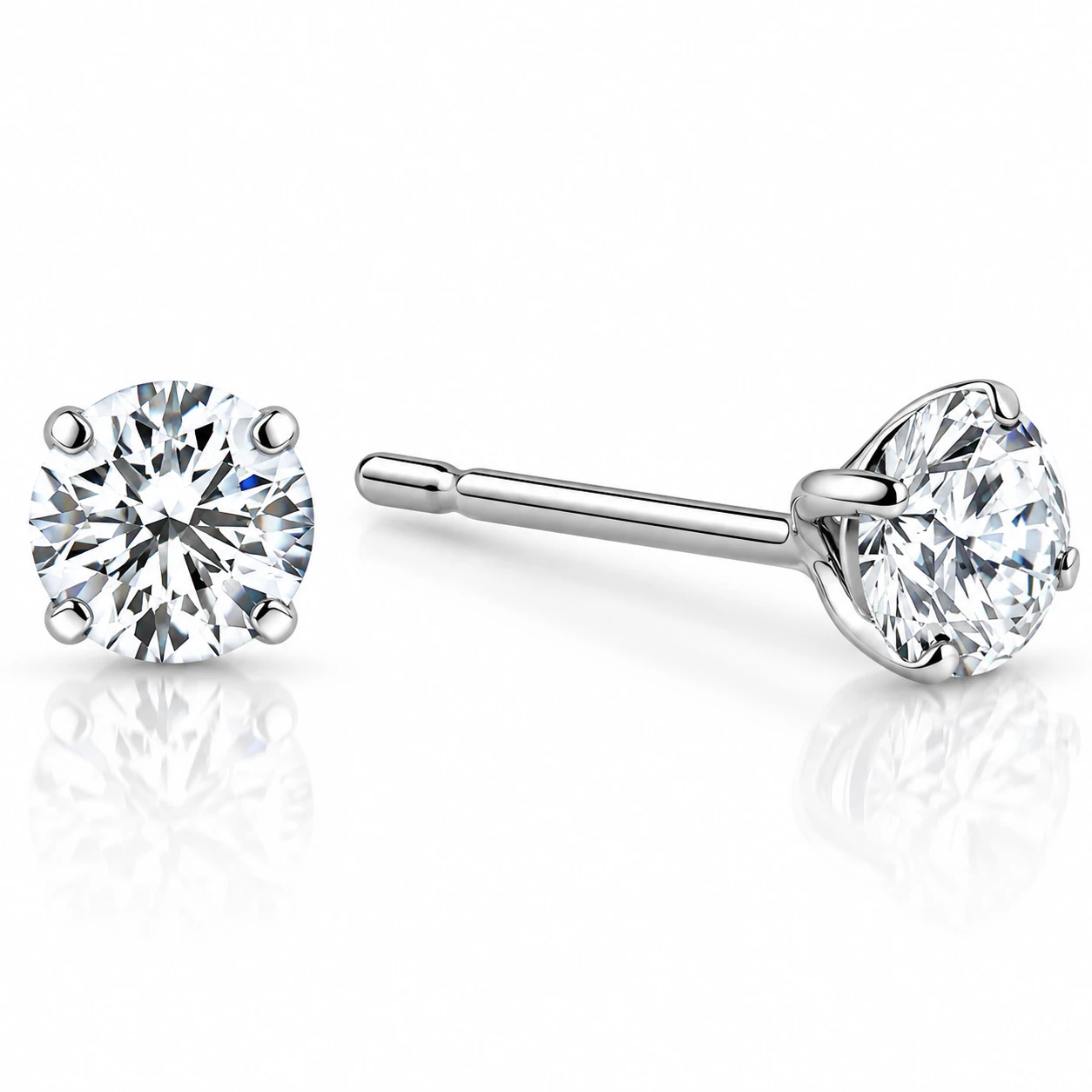 1/5 Ct Small Diamond Studs 14k White Gold Lab Grown Earrings (G-H, VS)