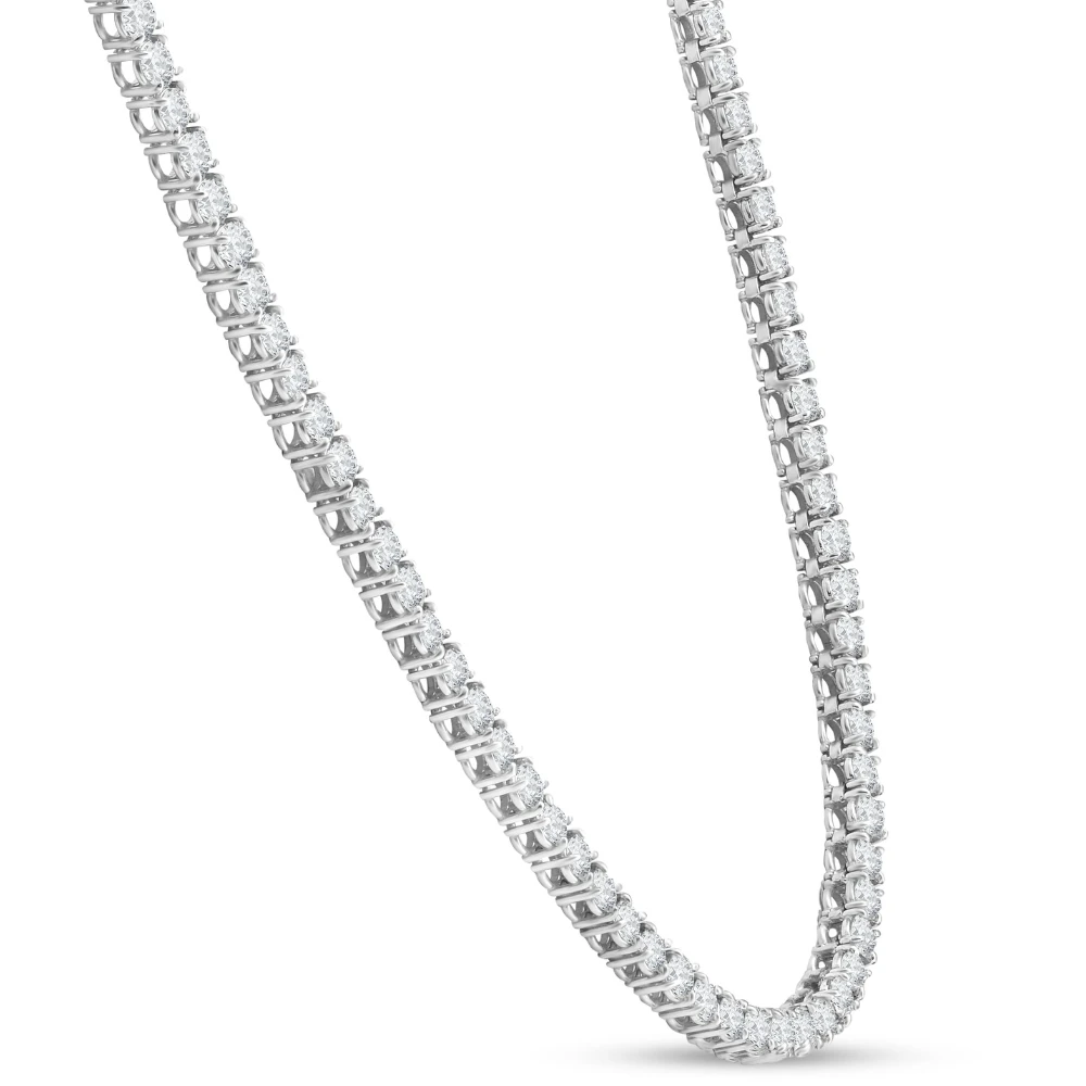 18Ct TW Round Cut Lab Grown Diamond Tennis Necklace 14K White Gold 16" (F-G, VS)