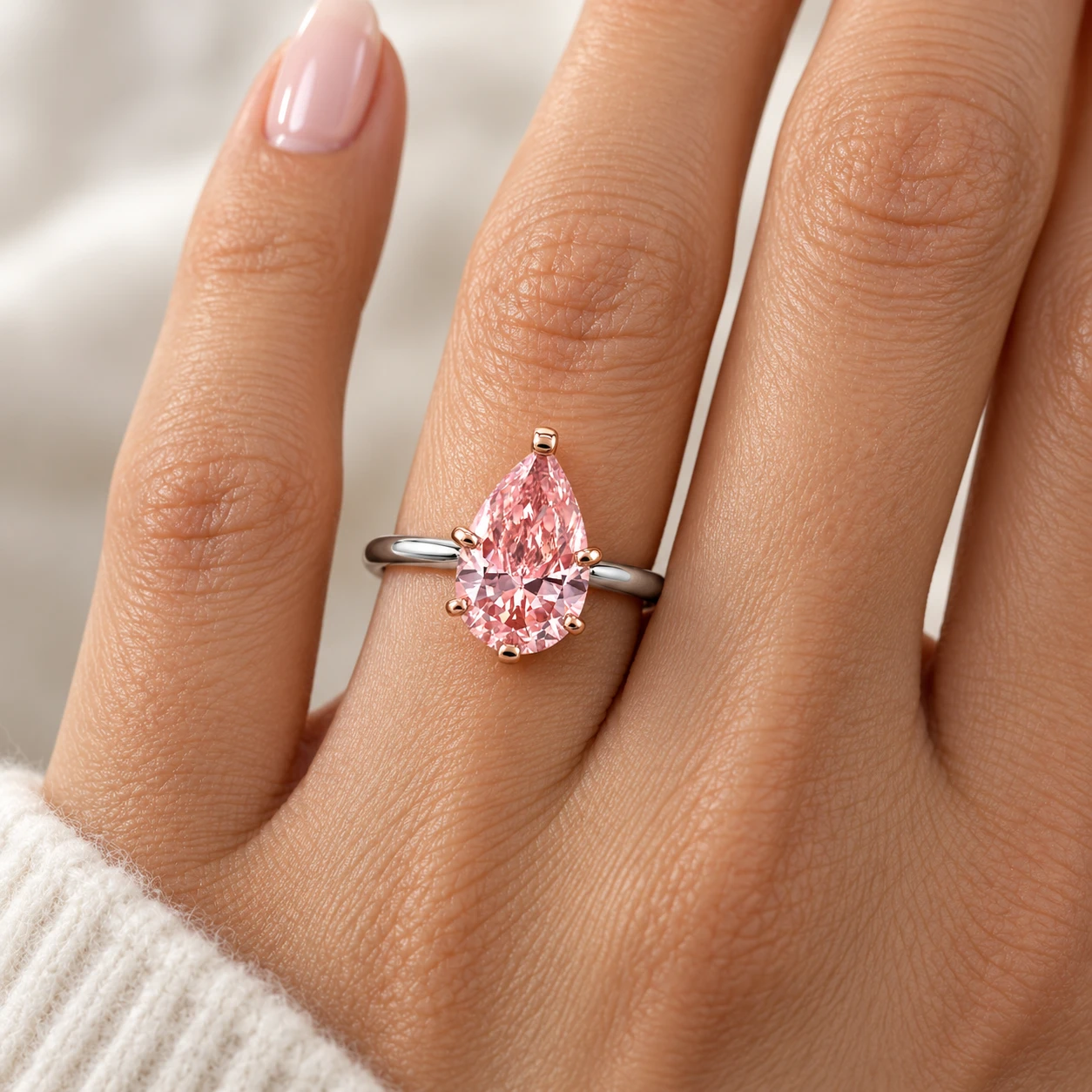 Certified 2Ct Pear Shape Pink Diamond Solitaire Engagement Ring Gold Lab Grown (Pink, VS)