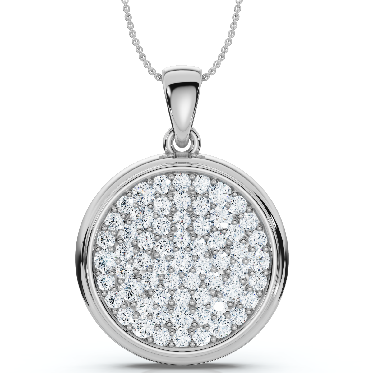 .91Ct Pave Diamond Andrea Medallion Charm 18" Necklace 1" Tall (H-I, I1)