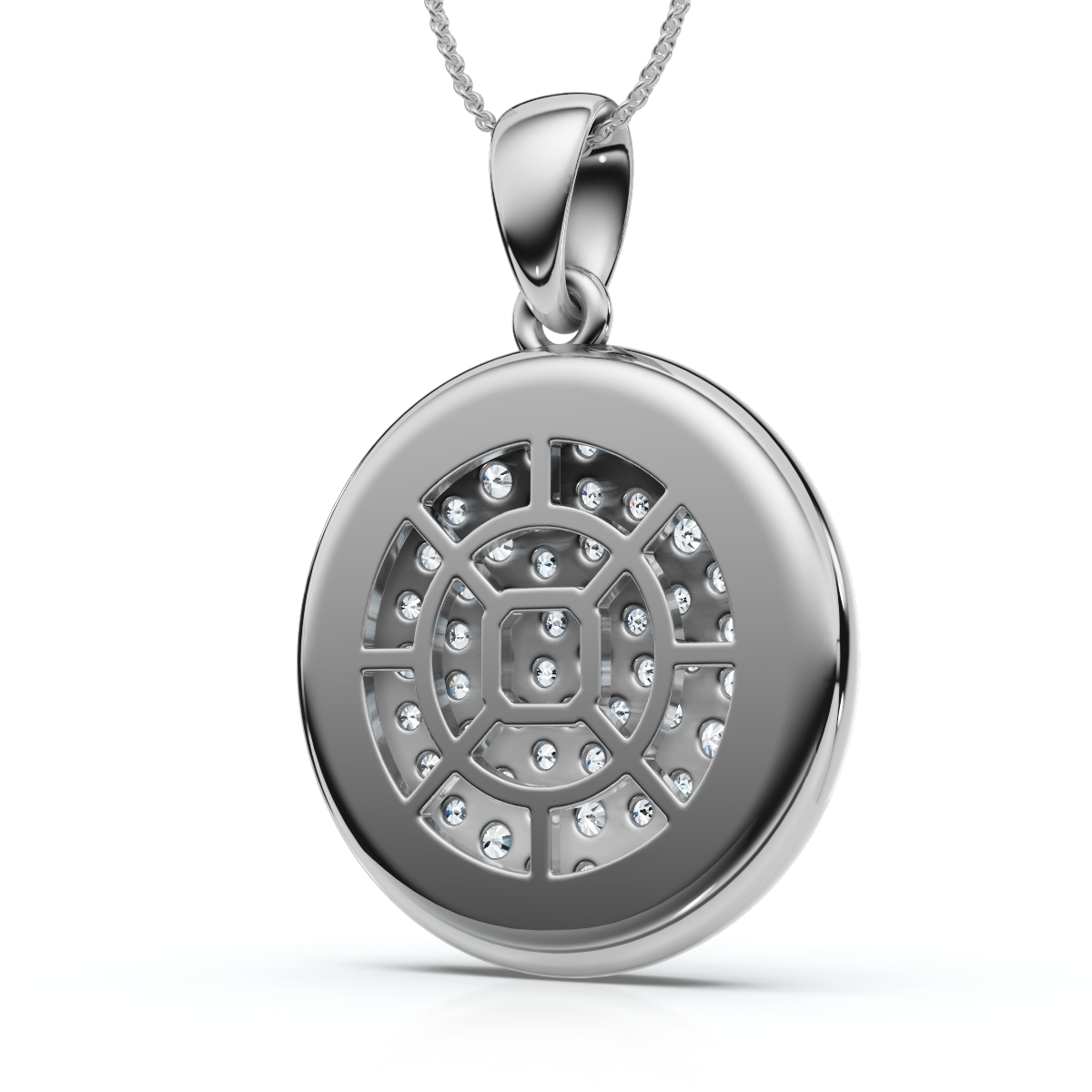 .91Ct Pave Diamond Andrea Medallion Charm 18" Necklace 1" Tall (H-I, I1)