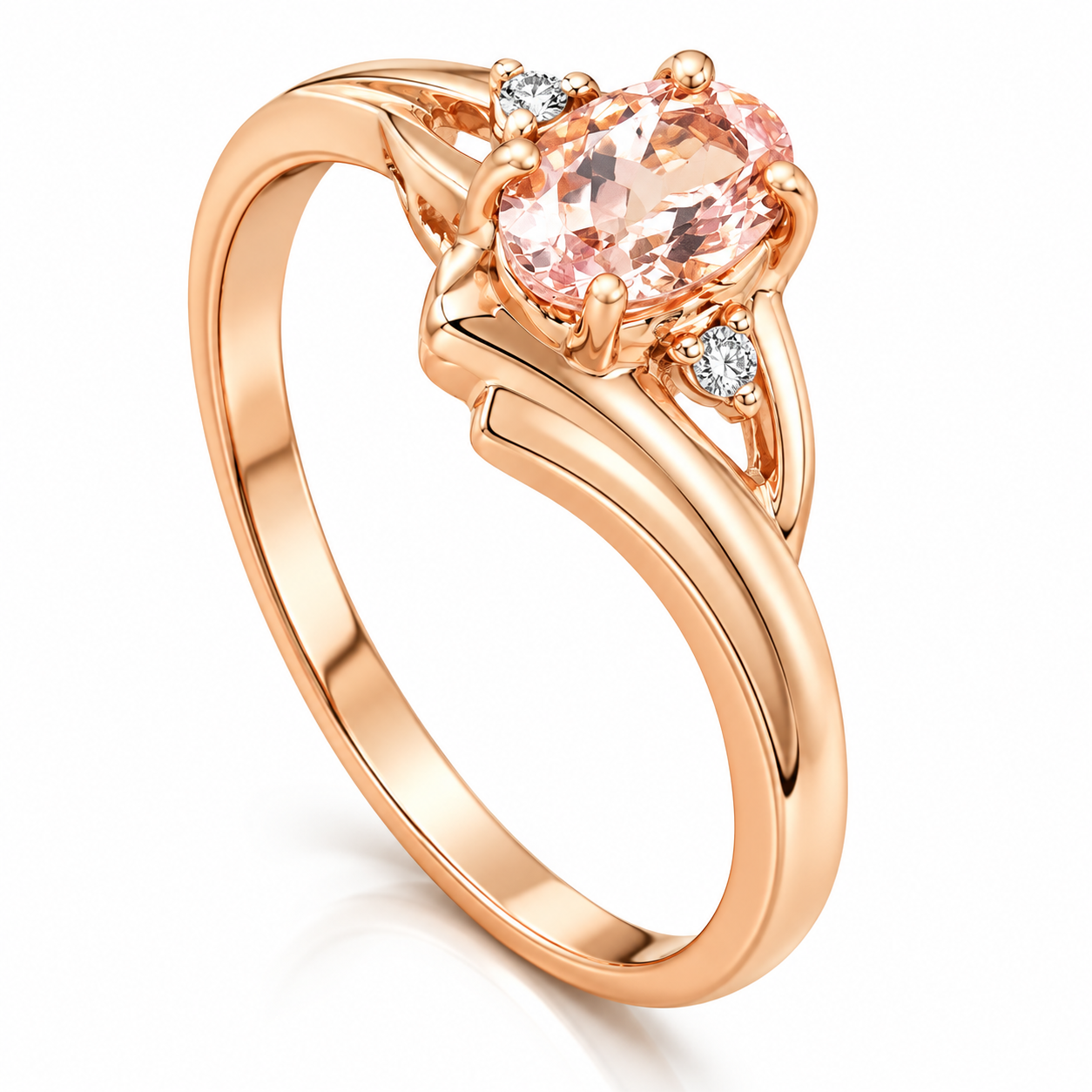 1/2ct Morganite & Diamond Ring 14K Rose Gold (H-I, I2-I3)
