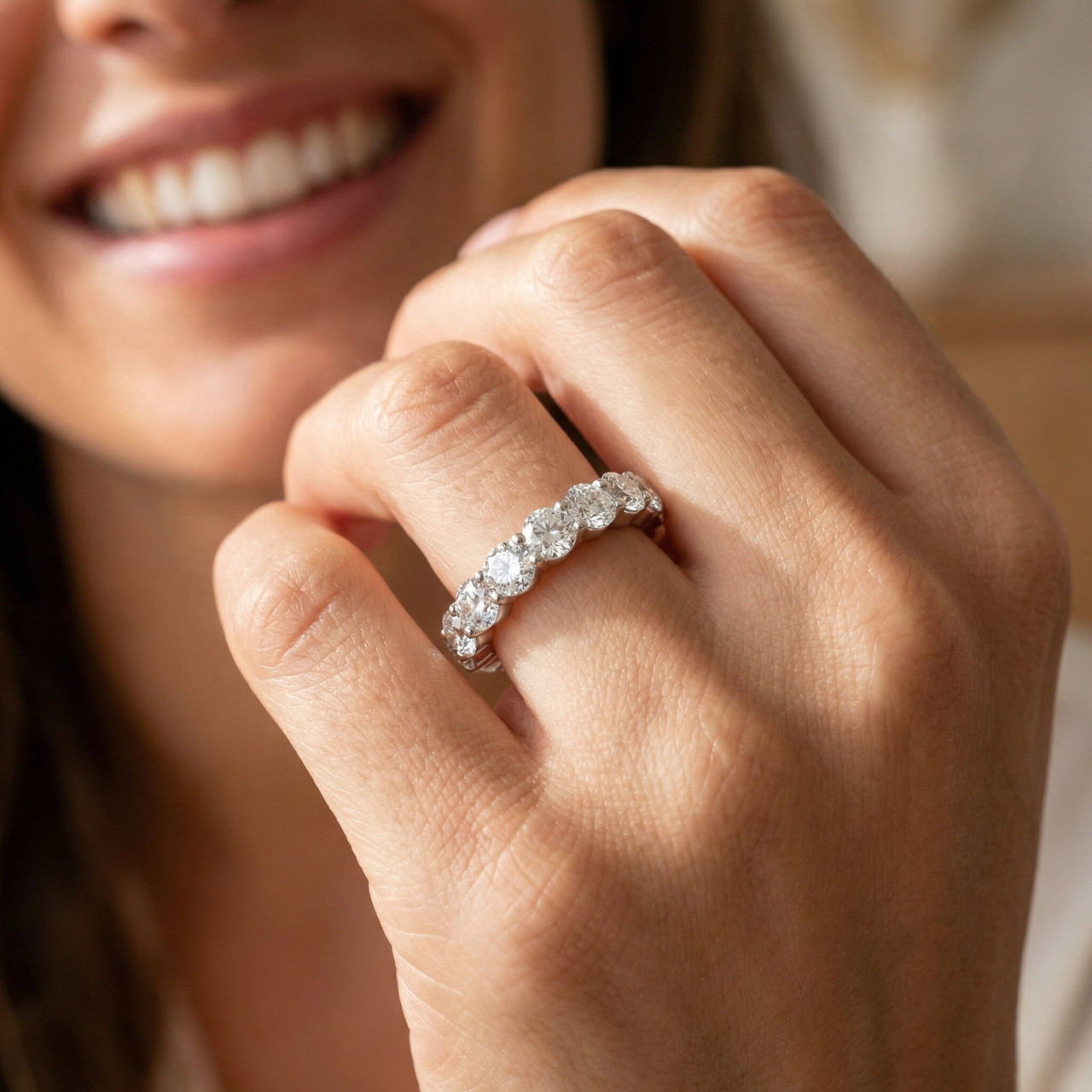 1 1/2ct Diamond Eternity Ring 14K White Gold (G-H, I1)