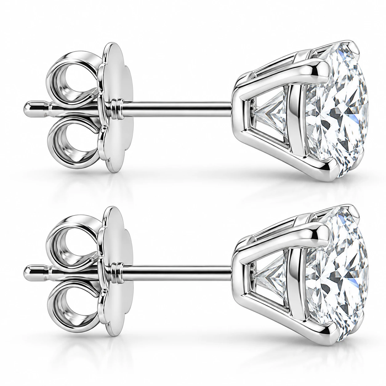 Certified 1 1/2Ct Round Cut Diamond Studs in 14k Gold Lab Grown (G-H, VS2-SI1)