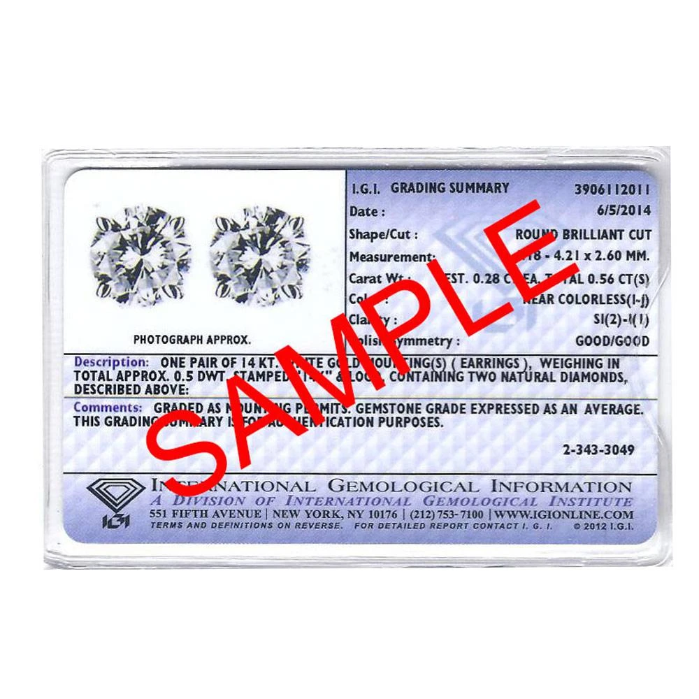 Certified 1 1/2Ct Round Cut Diamond Studs in 14k Gold Lab Grown (G-H, VS2-SI1)