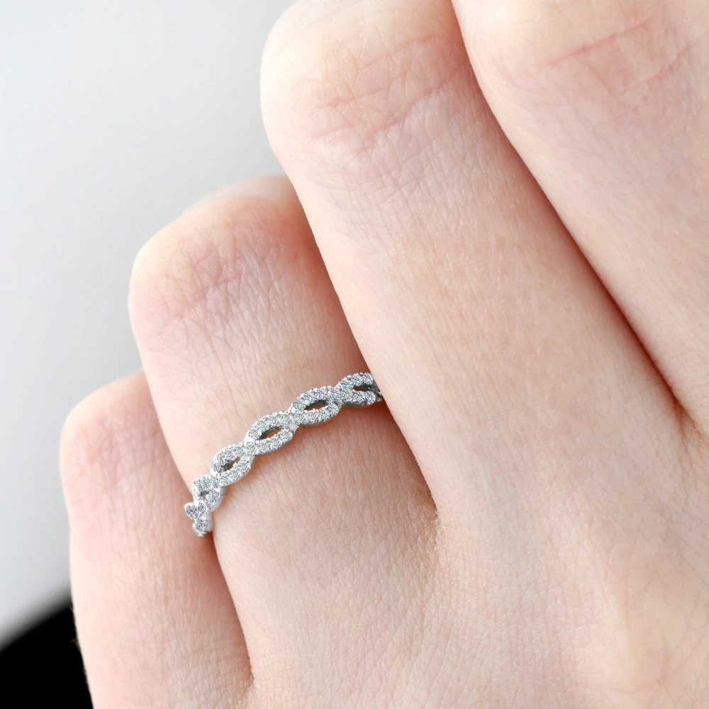 1/4 Carat (ctw) Round White Diamond Ladies Swirl Wedding Ring 10k White Gold (H-I, I1)