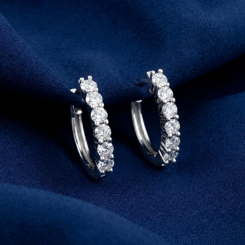 3/4Ct TW Lab Grown Diamond Hoops Silver 1/2" Tall (G-H, VS)