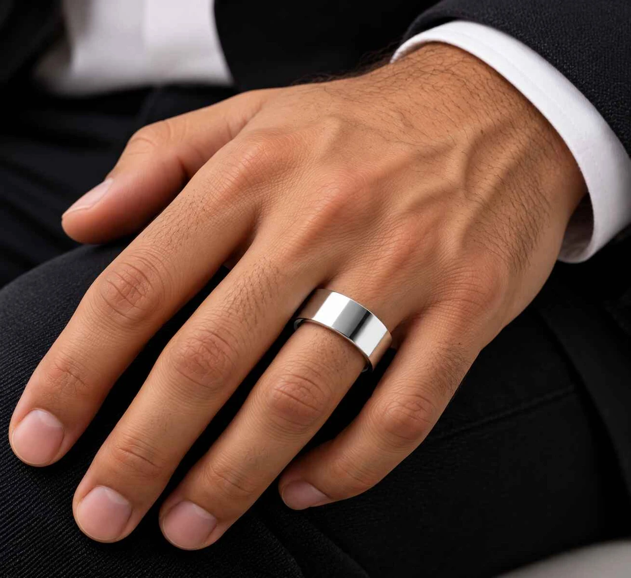 10MM Flat High Polished Wedding Band In 10K White Gold