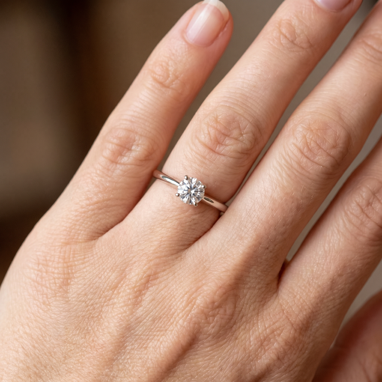 3/8ct Lab Created Solitaire Diamond Engagement Ring 14k White Gold (F-G, VS)