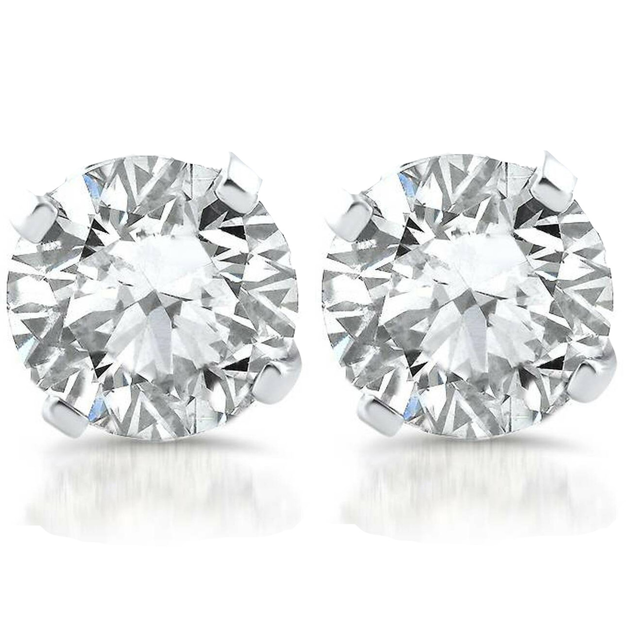 14k White Gold 8-prong Round Brilliant Diamond Stud Earrings (1 Ct. T.w.,  Si1-si2 Clarity, J-k Color)