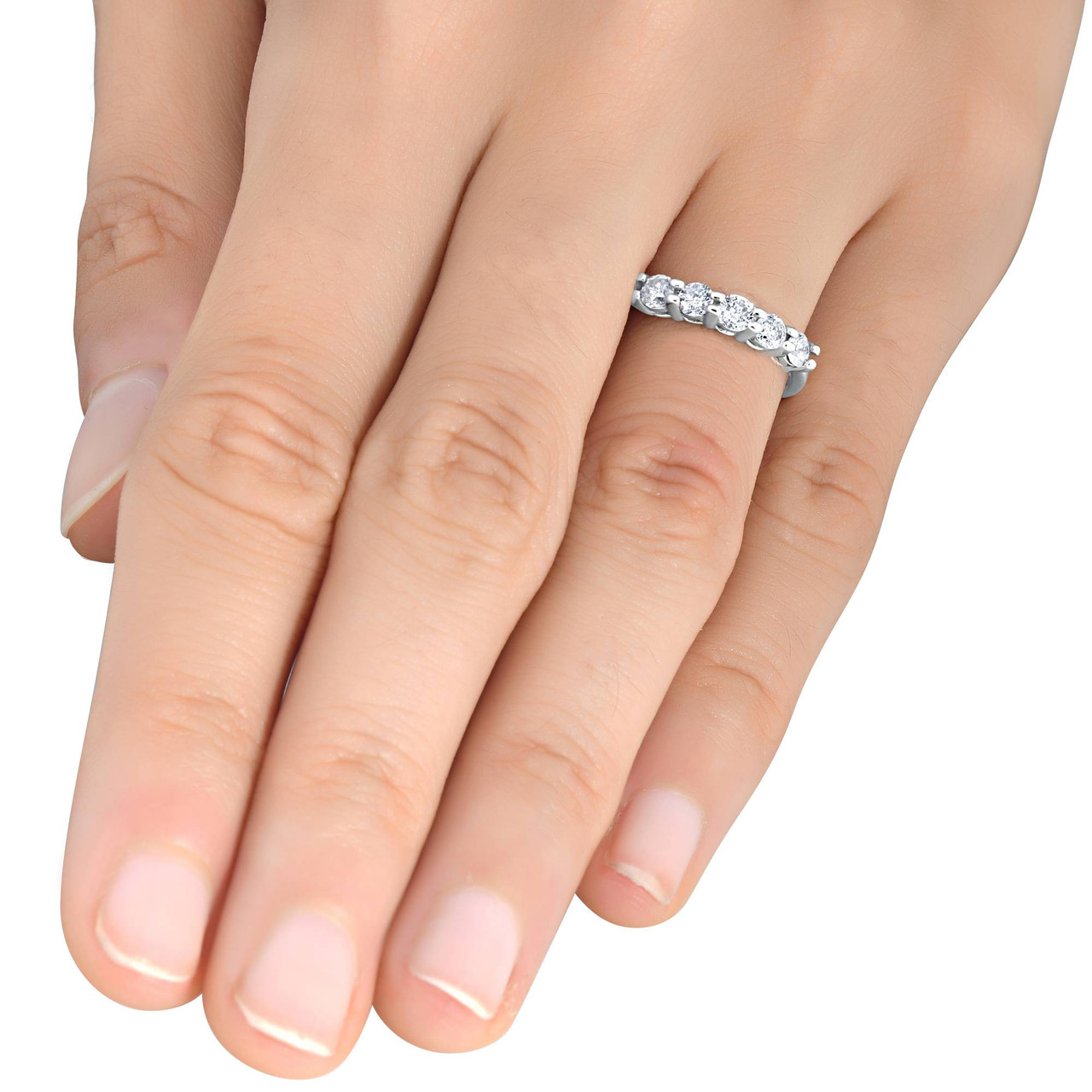 1/2ct Diamond Five Stone Wedding Ring 14K White Gold (G-H, I1) 1/2ct Diamond Five Stone Wedding Ring 14K White Gold (G-H, I1)
