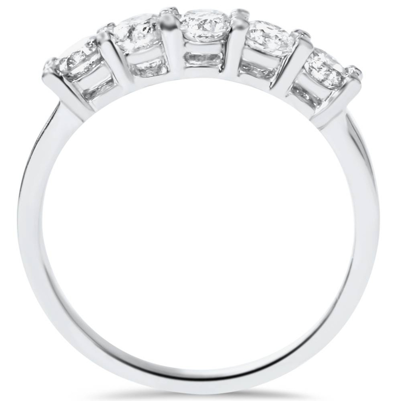 1/2ct Diamond Five Stone Wedding Ring 14K White Gold (G-H, I1) 1/2ct Diamond Five Stone Wedding Ring 14K White Gold (G-H, I1)