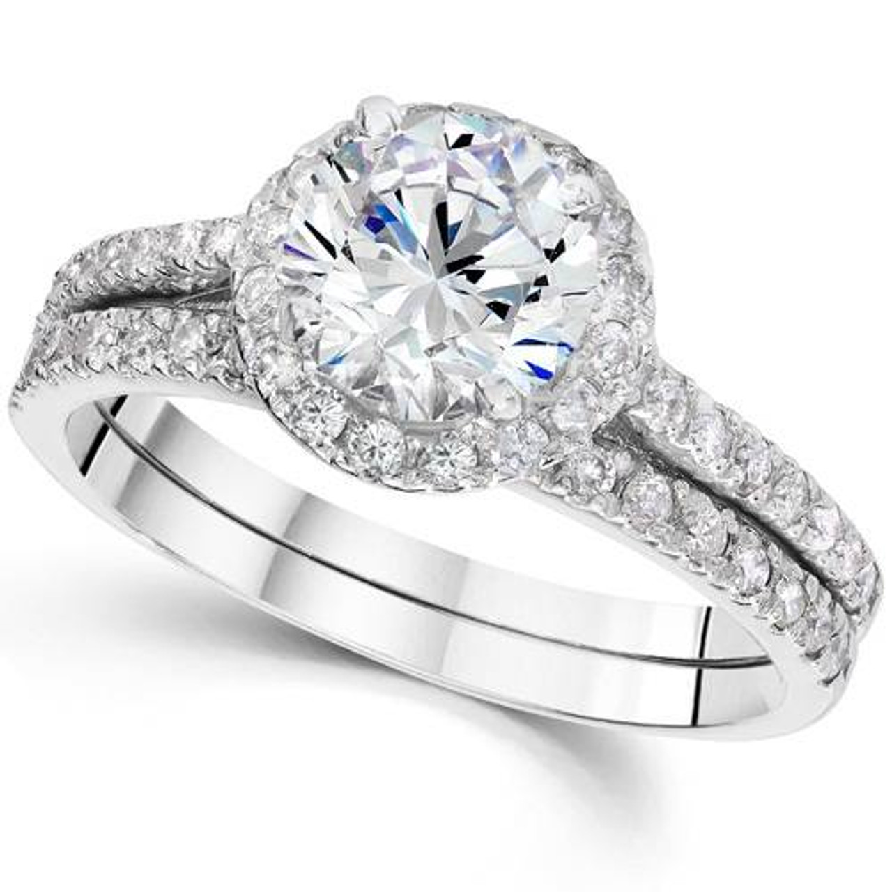 1 1/3ct Round Diamond Halo Engagement 