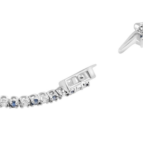 2ct Blue Sapphire & Diamond Genuine Tennis Bracelet 14K White Gold (G-H, I1)