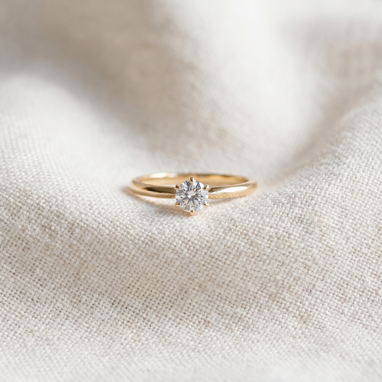 14k Yellow Gold 1/2ct Round Solitaire Diamond Engagement Ring (G-H, I1)