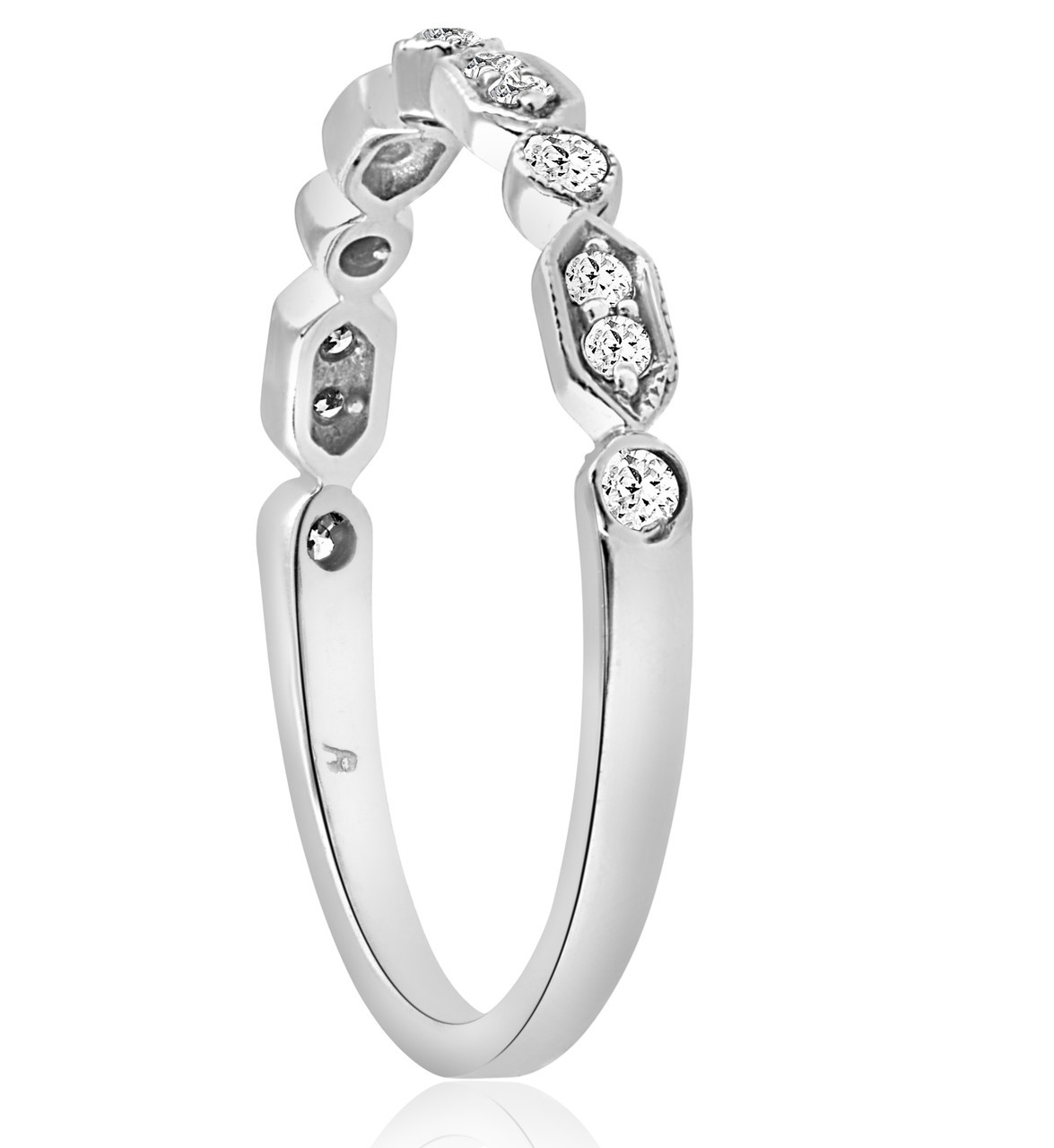 1/8 cttw Diamond Wedding Ring Womens Stackable Anniversary Band 14k White Gold (H-I, I1)