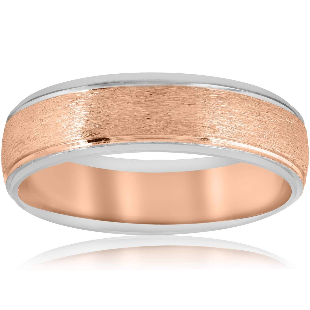 Mens Rose & White 14K Gold Two Tone Band