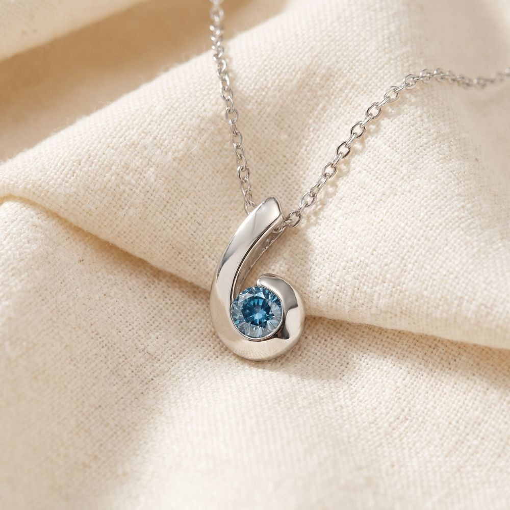 1/4ct Blue Diamond Solitaire Pendant 14K White Gold (G-H, I1)