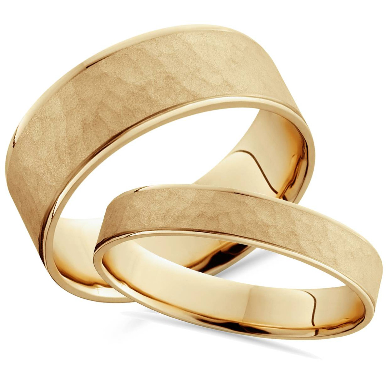 Matching Hammered Comfort Fit His Hers Wedding Band Set