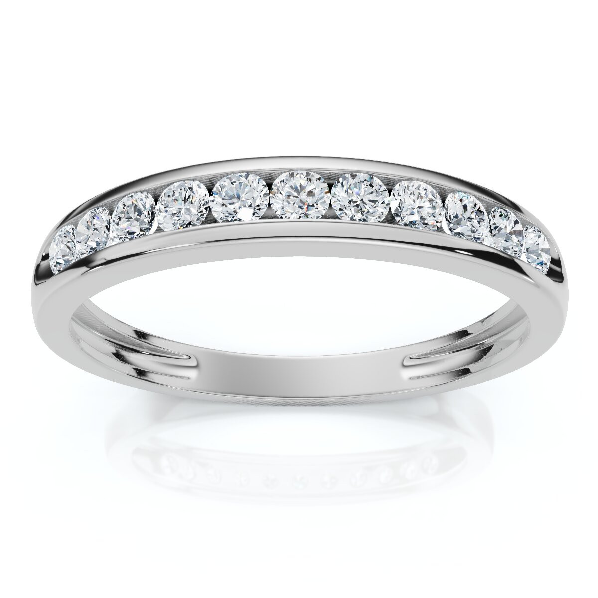1/4ct Diamond 10k White Gold Wedding Anniversary Guard Ring (G-H, I2-I3)