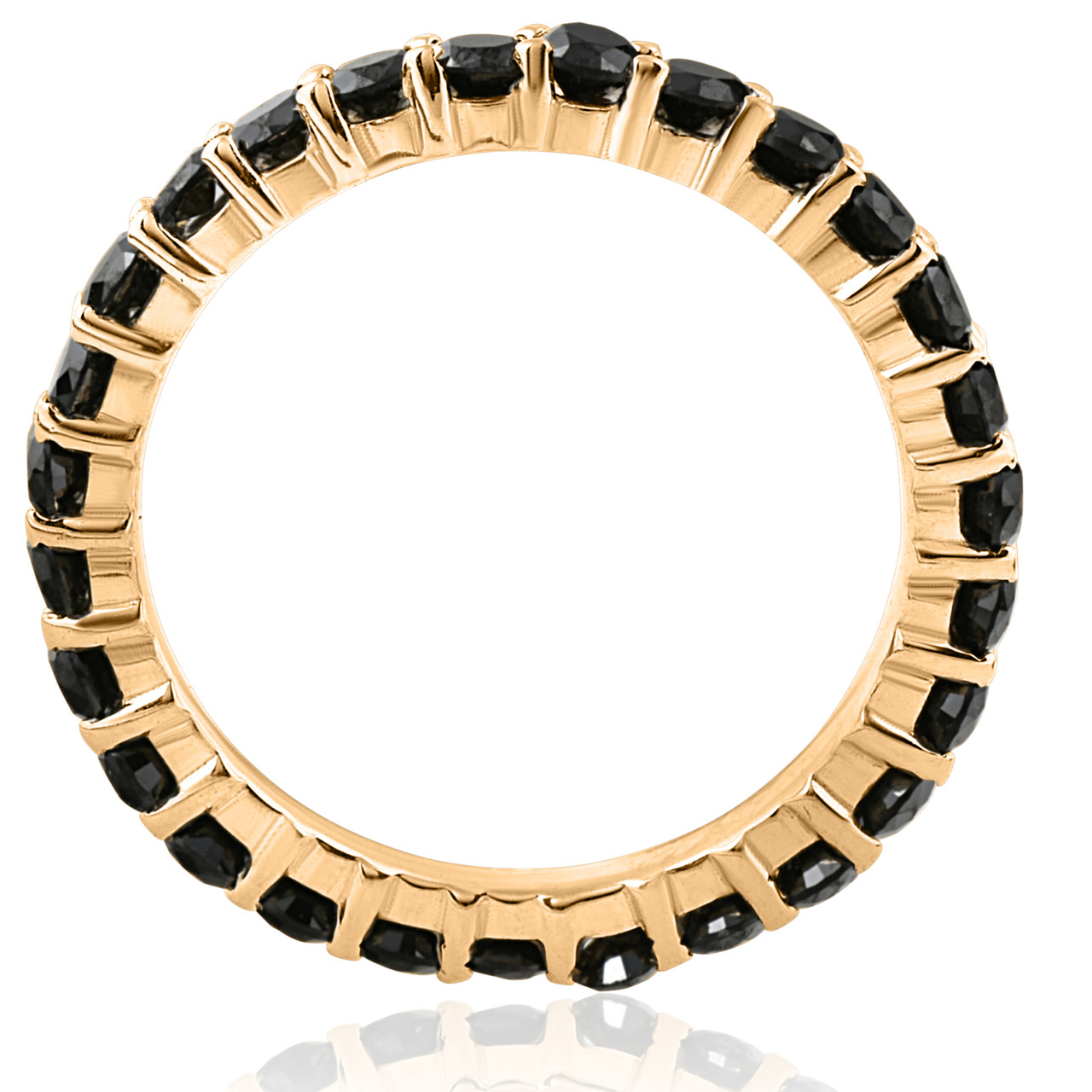 1 1/2ct Black Diamond Eternity Ring 14k Yellow Gold Womens Stackable Band