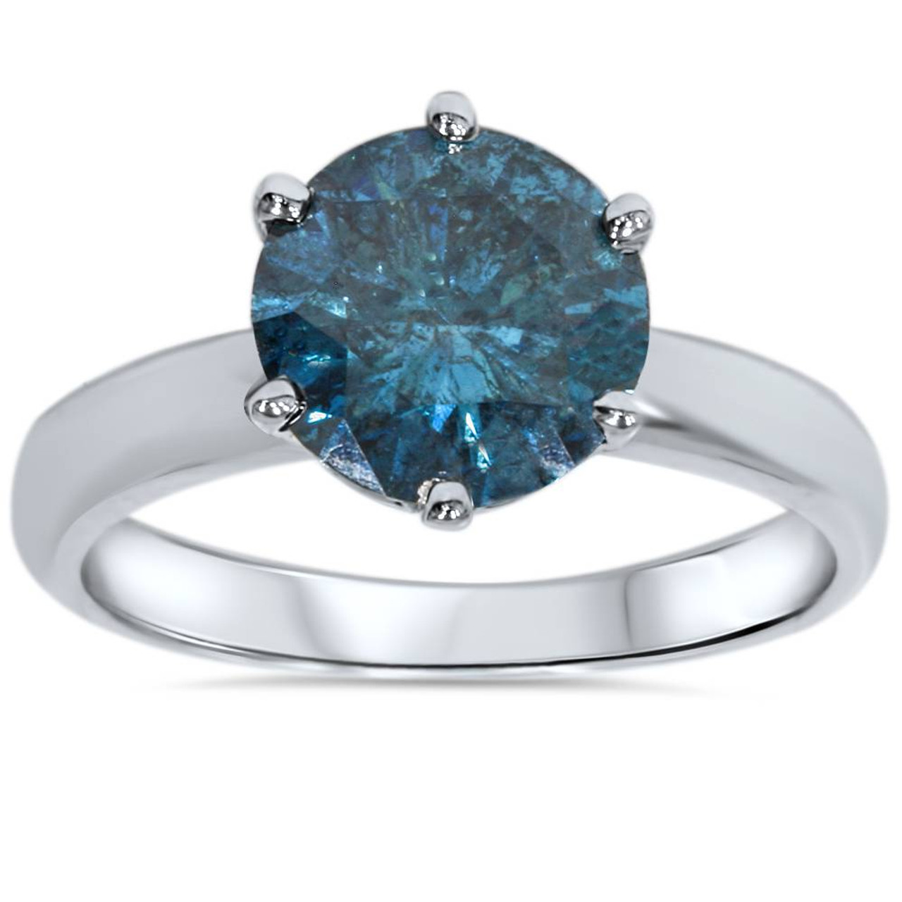 2ct Blue Diamond Solitaire Engagement 