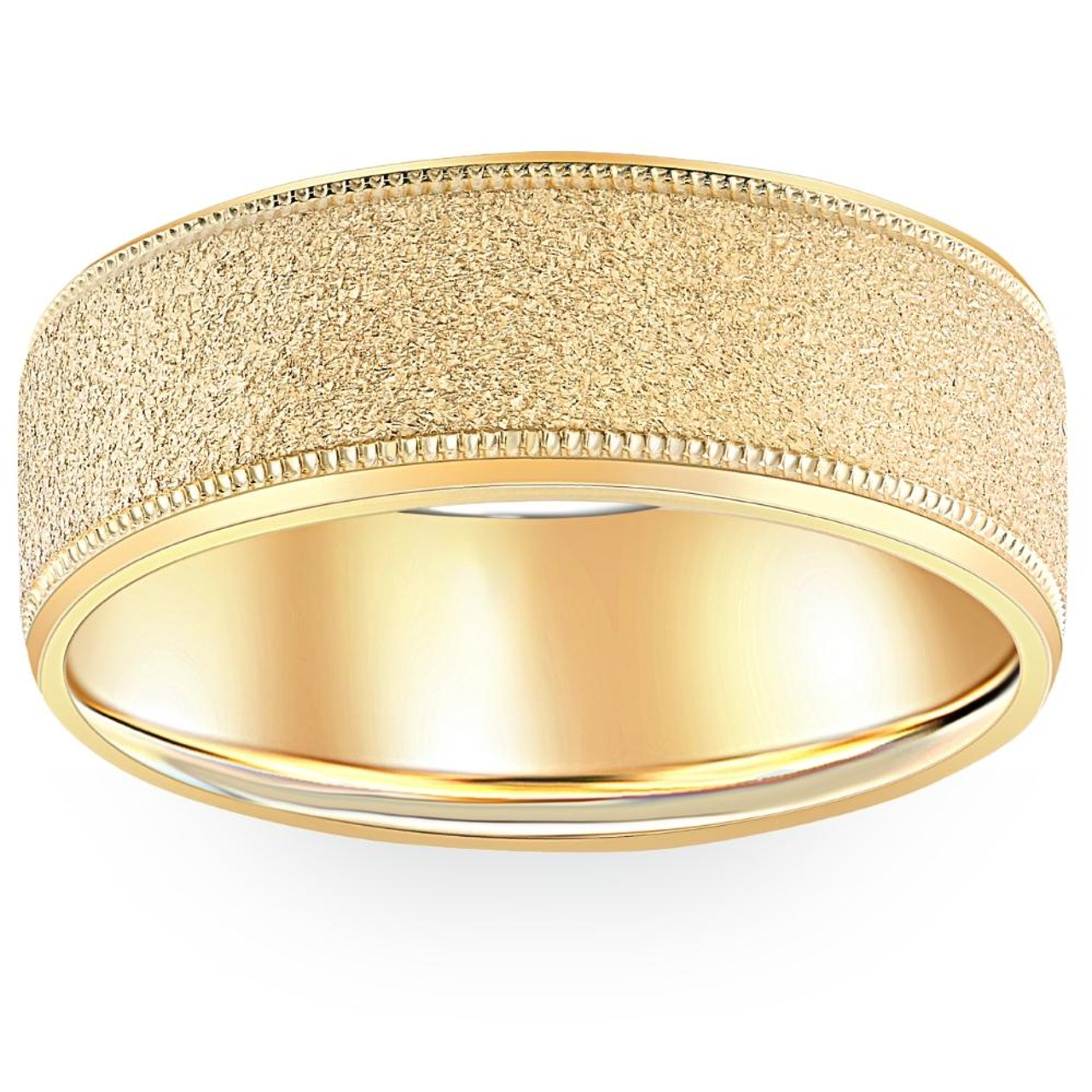Designer 8 mm Domed Milgrain Polished Finish with Comfort-fit 10K Yellow  Gold Wedding Band - MB1046 – Mens Wedding Rings