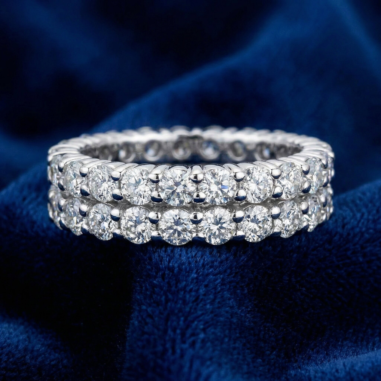 3ct Diamond Eternity Double Row 14K White Gold (G-H, I1)