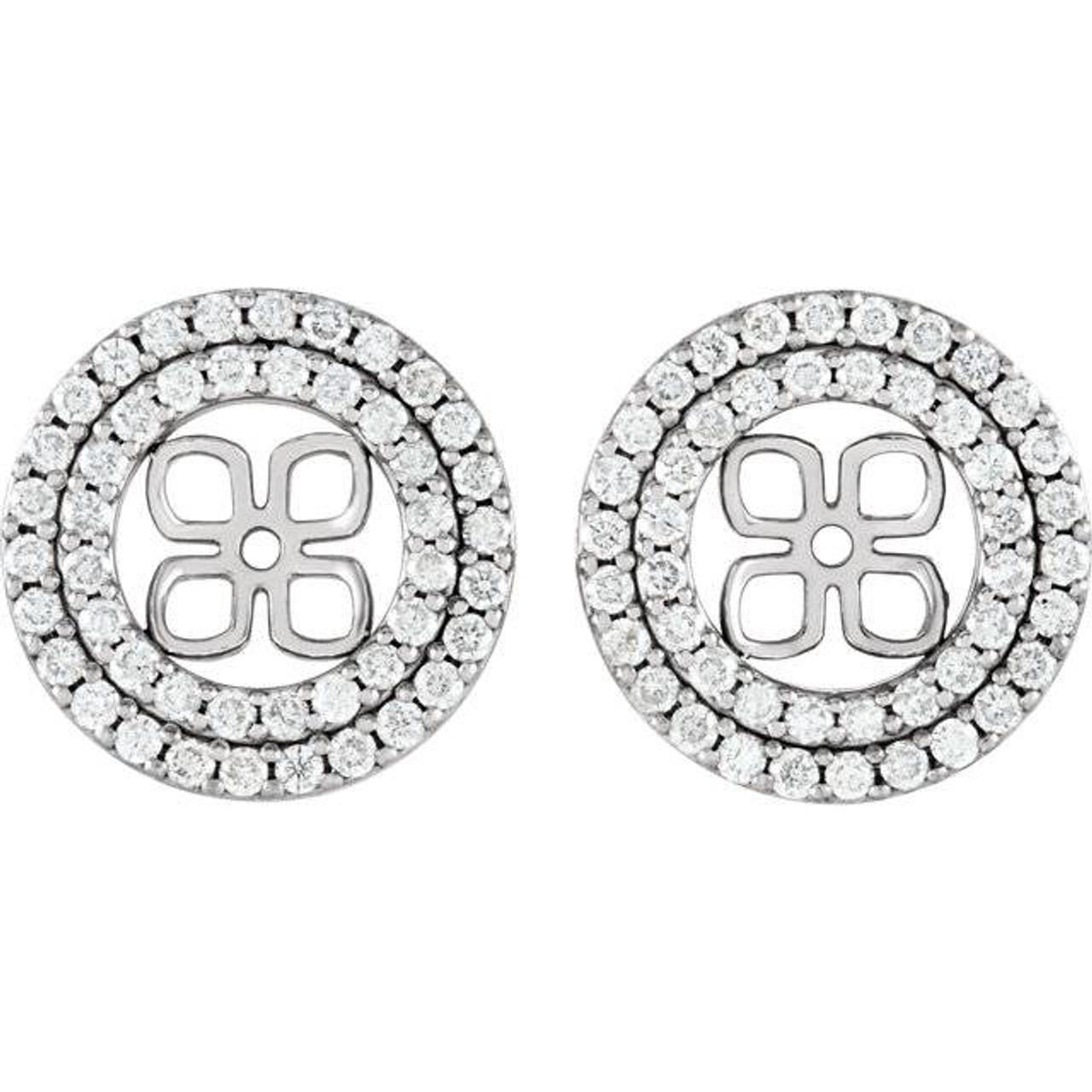 7/8Ct Double Halo Diamond Earring Jackets 14K White Gold (For 8mm Pearls) (H-I, I1) 7/8Ct Double Halo Diamond Earring Jackets 14K White Gold (For 8mm Pearls) (H-I, I1)