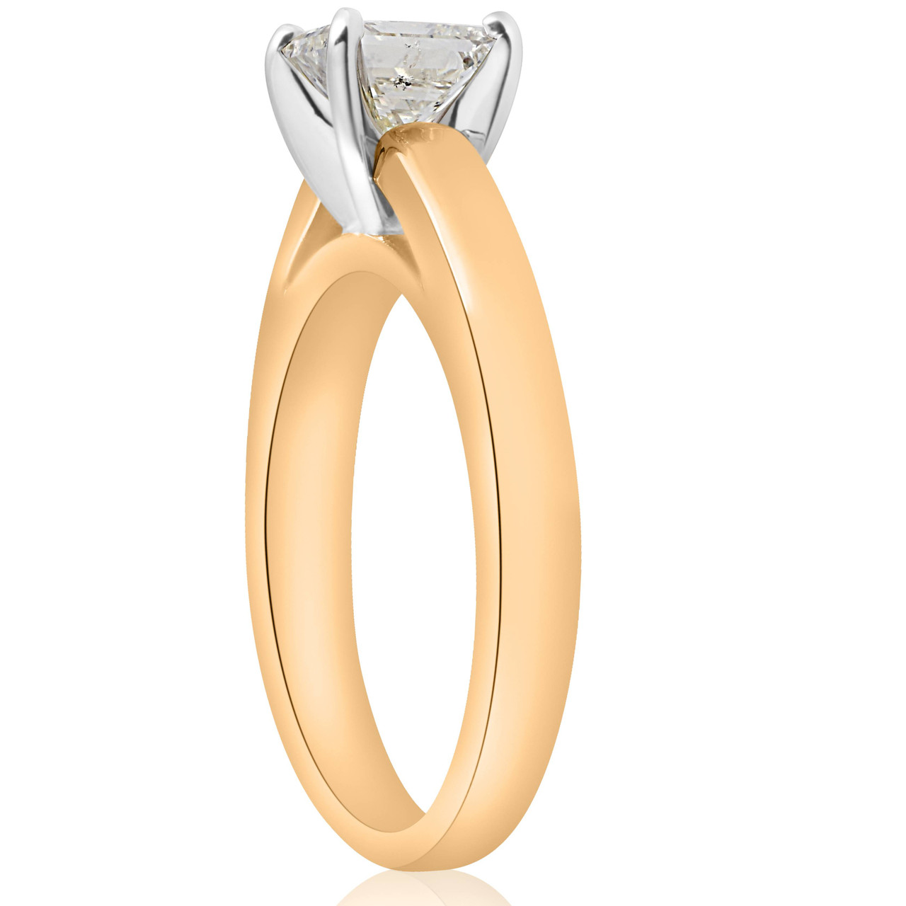 1 Ct Princess Cut Solitaire Lab Grown Diamond Engagement Ring Cathedral 14k Gold (F-G, VS) 1 Ct Princess Cut Solitaire Lab Grown Diamond Engagement Ring Cathedral 14k Gold (F-G, VS)