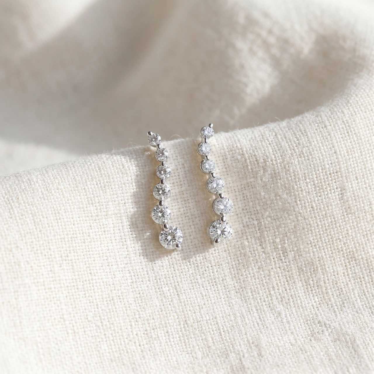 Ladies 1/2ct Diamond Journey Earrings 14K White Gold (I-J, I2-I3)