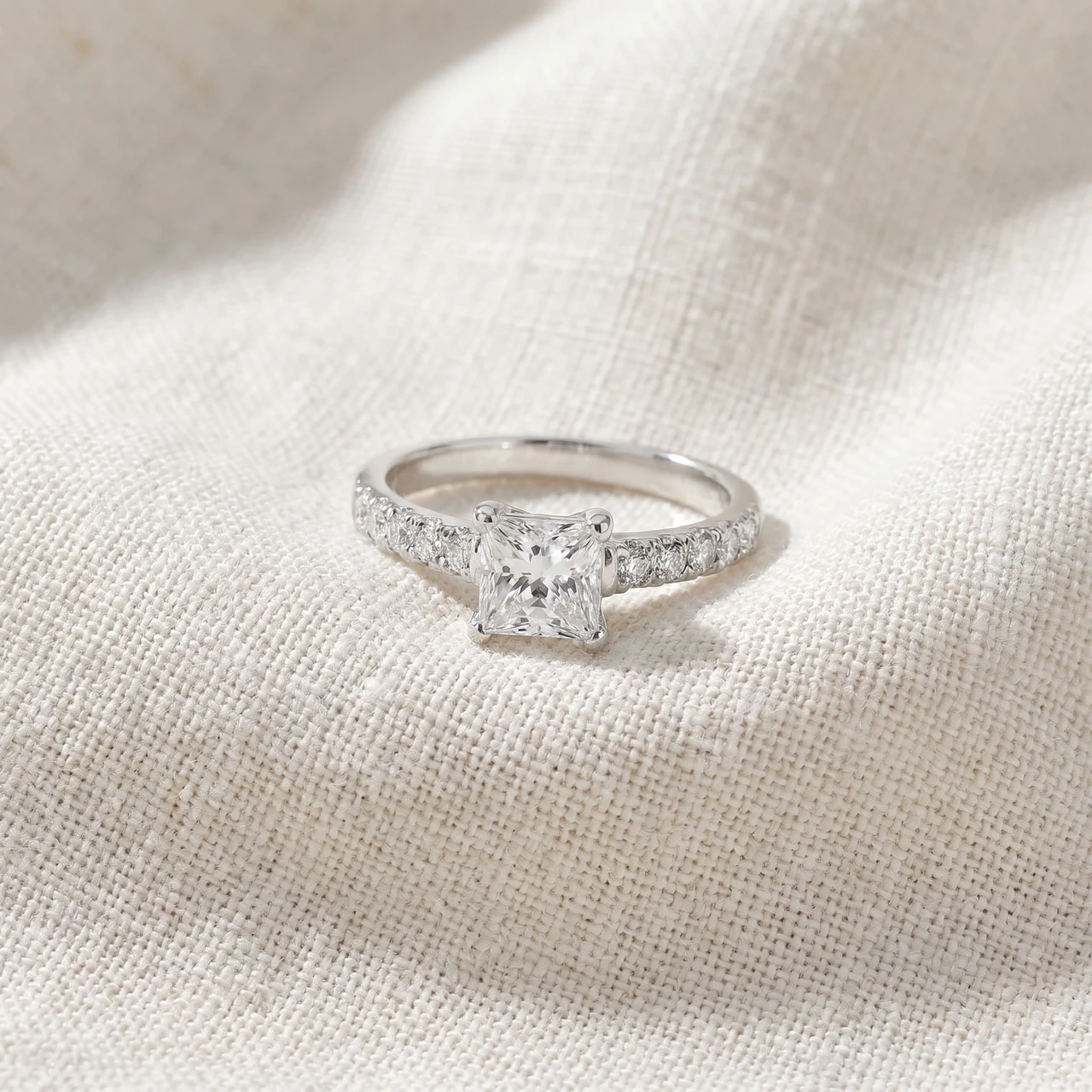 1 1/4ct Princess Cut Diamond Engagement Ring 14k White Gold Lab Grown (F-G, VS)