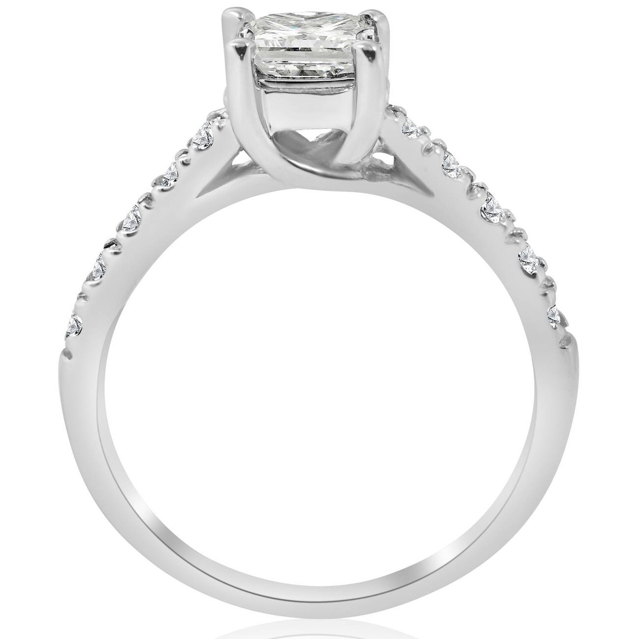 1 1/4ct Princess Cut Diamond Engagement Ring 14k White Gold Lab Grown (F-G, VS)