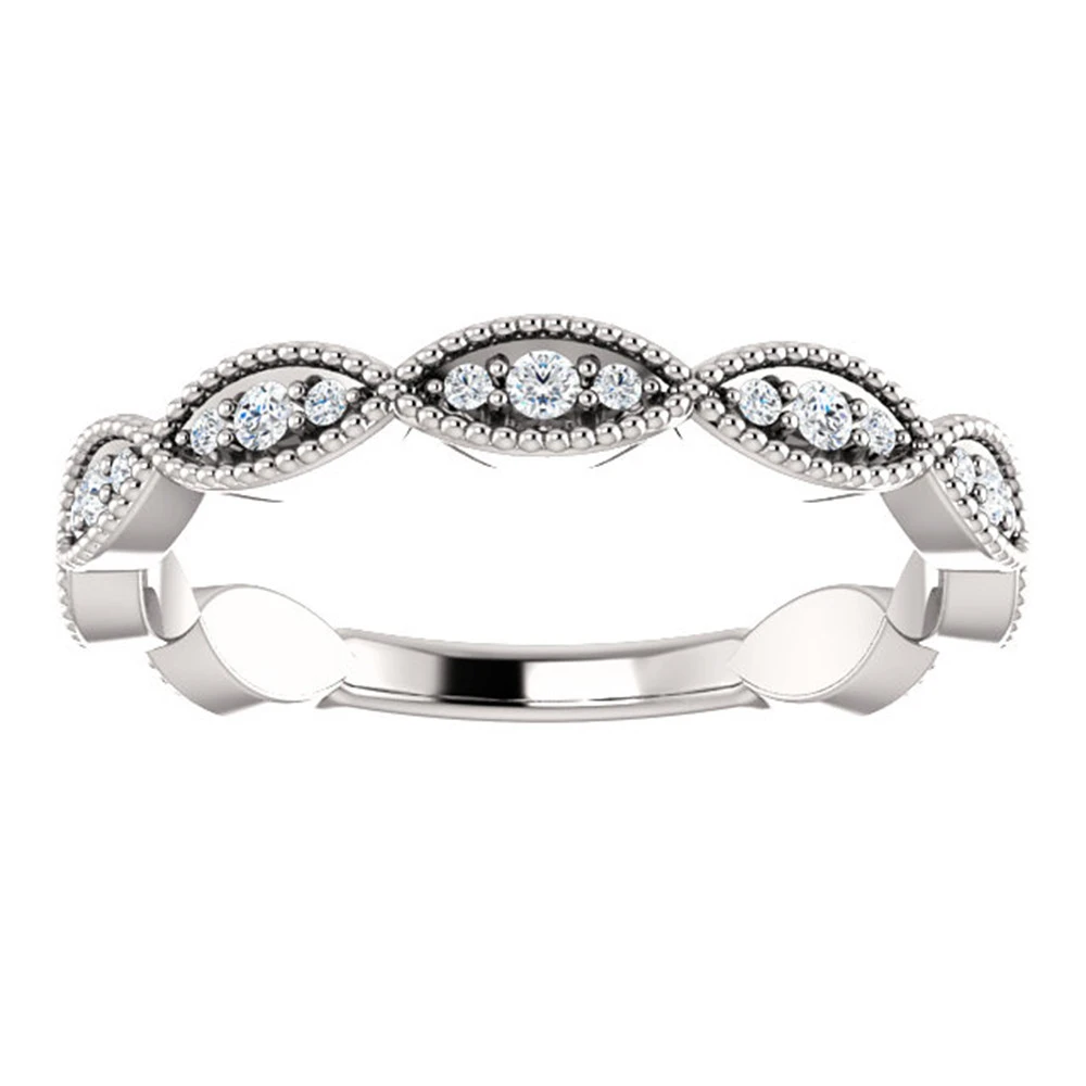 1/5ct Diamond Wedding Ring Womens Stackable Anniversary Ring 14k White Gold