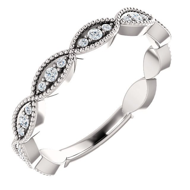 1/5ct Diamond Wedding Ring Womens Stackable Anniversary Ring 14k White Gold